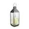 24" Gold Brushed Black Candle Lantern with 3 Flameless LED Candles
